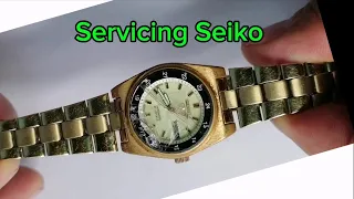 SERVICING SEIKO 5 AUTOMATIC GOLD PLATED | SERVICING FULL VIDEO