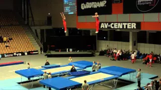 Belgium 1 (BEL) - 2015 Trampoline Worlds - Qualification Synchro Routine 2