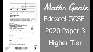 Edexcel GCSE Maths 2020 Higher Exam Paper 3 Walkthrough