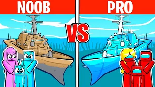 Batalla de Construcción de BARCOS MILITARES de NOOB vs PRO!