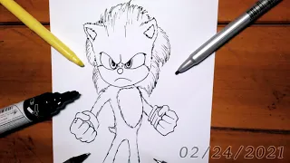 How To Draw Sonic The Movie 💯