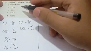 Ubahlah bentuk persen berikut menjadi bentuk pecahan desimal perseratusan a.35% b.56% c.125% d. 455%