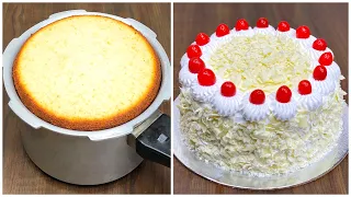 White Forest Cake in Pressure Cooker | White Forest Cake Without Oven | Birthday Cake Recipe