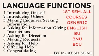 LANGUAGE FUNCTIONS: 1st Sem Generic English : ALL COURSES : BU/BNU/BCU