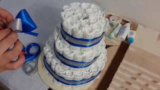 Торт из памперсов. Подарок для новорожденных.Cake from pampers.