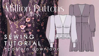 Buttoned Dress And Blouse Sewing Tutorial |Million Buttons| + Pattern Download
