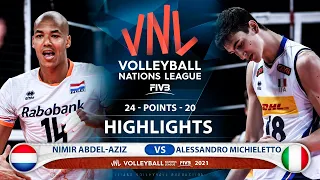 Netherlands vs Italy | VNL 2021 | Highlights | Nimir Abdel-Aziz vs Alessandro Michieletto