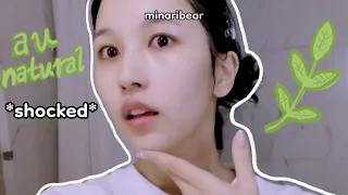 mina being *shocked* by her own bare face