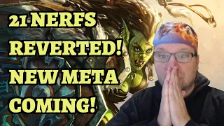 21 Nerfs REVERTED in Patch 26.0 - A NEW META TOMORROW! (Hearthstone)