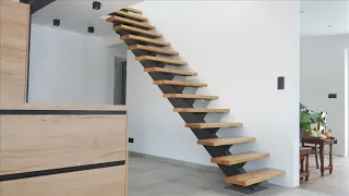Building steel floating staircase