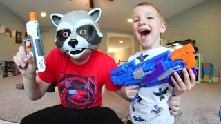 FATHER SON SUPER HERO NERF WAR! / Guardians Of The Galaxy!