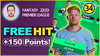 FPL GW34 | BEST FREE HIT DRAFT | DOUBLE GAMEWEEK 34 | FANTASY PREMIER LEAGUE 2022/23