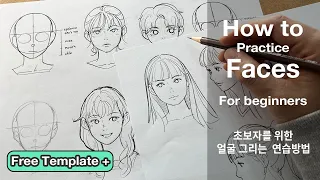 How to draw face for beginners (free template) Easy way to practice :)