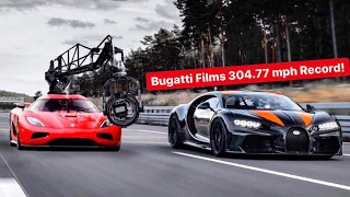 BUGATTI FILMS NEW 304.77 MPH RECORD! & *LAMBORGHINIS $3M HYBRID*