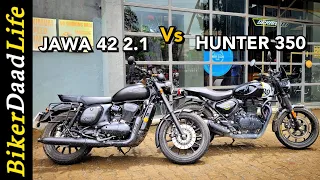 Royal Enfield Hunter 350 vs Jawa 42 2.1 | Detailed Ride Comparison |  BikerDaadLife