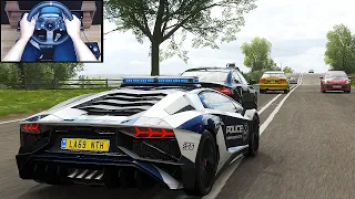 Lamborghini Aventador SV - Forza Horizon 4 Police Chase | Logitech G920 Steering Wheel Gameplay