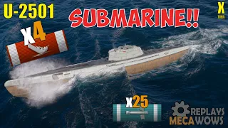 Submarine U-2501 4 Kills & 115k Damage | World of Warships Gameplay