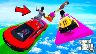 FRANKLIN TRIED IMPOSSIBLE COLORFUL GAP BLOCK BRIDGE PARKOUR RAMP CHALLENGE GTA 5 | SHINCHAN and CHOP