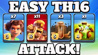 Root Rider + Super Barbarian + Earthquake Spell + Overgrowth Spell = Easy Th16 Attack Strategy - COC