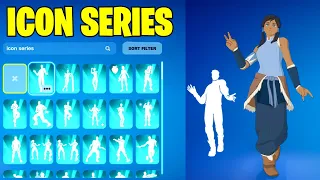 ALL FORTNITE ICON SERIES & NEW TIKTOK EMOTES! (KORRA)