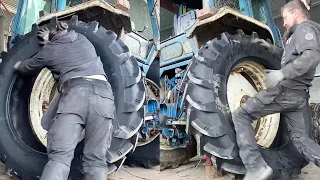 Changing MASSIVE Tractor Tire Like It's The Easiest Job || WooGlobe