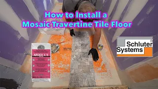 Mosaic Travertine Tile Floor | Bathroom Remodel | PLAN LEARN BUILD
