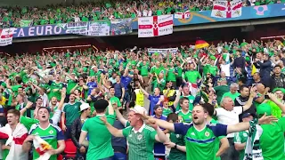 Northern Ireland fans singing:"Will Griggs on fire"