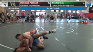 1270 Open Men 74 KG Dominick Petrucelli ChesMont Wrestling Club vs Trey Cornish Lehigh Valley Wrestl