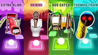 Extra Slide 🆚 Skibidi Toilet Wars  🆚 Bus Eater 🆚 Thomas Train EXE  | Tiles Hop EDM Rush