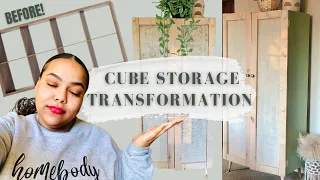 EXTREME CUBE STORAGE MAKEOVER for CRAFT SUPPLIES | DIY Cabinet Doors with BURLAP | IKEA KALLAX HACK