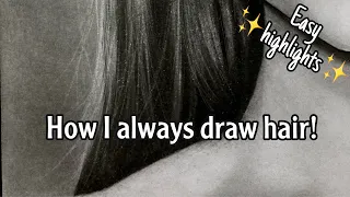 How to draw realistic hair I mix graphite and charcoal I step by step I Zendaya