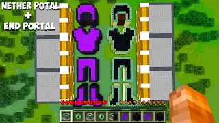 I can COMBINE TALLEST ARMOR NETHER PORTAL AND END PORTAL OF 10000 BLOCKS in Minecraft! ARMOR PORTAL!