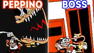 Peppino + Noise vs Peppino Boss! Pizza Tower Gameplay with Fake Peppino Replace Mod