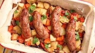 Sausage Peppers Onions & Potato Bake - Laura in the Kitchen Ep 185