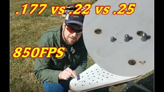 .177 vs .22 vs .25cal (850fps) Airgun Pellet Test!!!