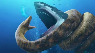 Megalodon VS Titanoboa क्या होगा जब सबसे बड़ी शार्क भिड़ेगी सबसे बड़े सांप से ?
