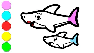 Draw and paint colorful Sharks step by step  Art tips for kids Toddlers