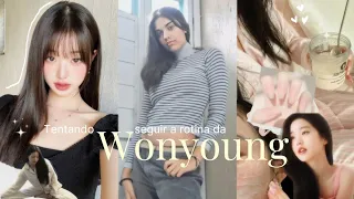 Vivendo como a Wonyoung por 24h 🎀| treino, skincare, pilates