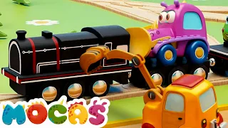 A new train & toy railway for kids. Full episodes of Mocas little monster cars cartoons for kids.