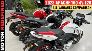 2023 TVS Apache RTR 160 4V E20 OBD-2 All Variants Comparison | Which One Should You Buy??