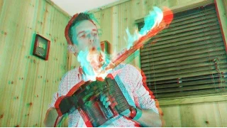 3D Video Extreme SCARY FIRE CHAINSAW!!!