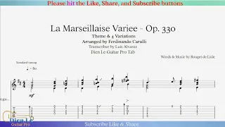 La Marseillaise Variee - Op. 330 (Arr by F.Carulli) For Classical Guitar with TABs