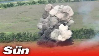 Huge explosions as Ukrainian forces destroy Russian mines in Zaporizhzhia