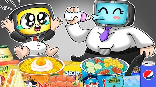TV Man Baby But DAILY LIFE Mukbang | Korean Convenience Store Food | Cartoon Animation