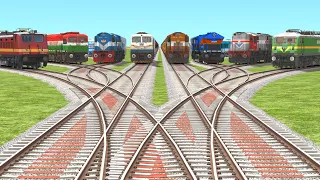 8 TRAIN CROSSING ON DOUBLE CIRCLE CURVED RAILROAD | Diesel Train | Indian Railway | Train Videos