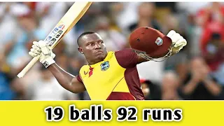 Rovman Powell 19 balls 92 runs against England 2023