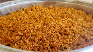 Nigerian party jollof rice for many people | Party jollof rice + Stewed Turkey wings