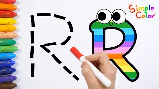 Have fun learning by writing and coloring the alphabet R in rainbow colors with Simple Color.