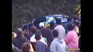 Crash berlinette Hommell rally des Cévennes 2002 merci aux spectateurs (comment finir sur 3 roues)