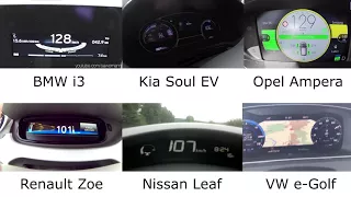 EV Acceleration comparison: i3 vs. e-Golf vs. Leaf vs. Zoe vs. Ampera/Bolt vs. Soul EV,